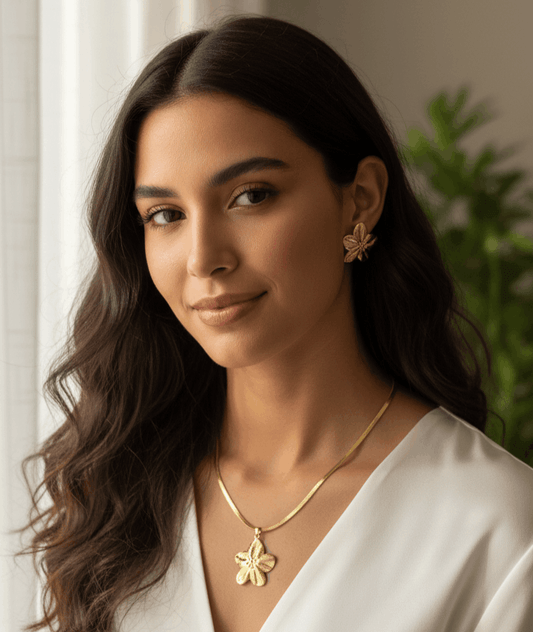Anti Tarnish Bold Floral Combo Set 18K Gold Plated