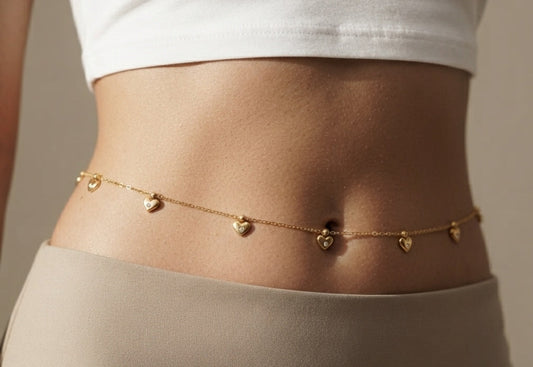 Anti Tarnish Bold Hearts Waist Chain 18K Gold Plated