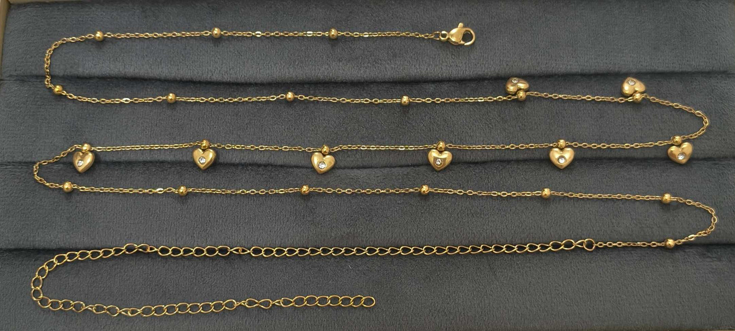 Anti Tarnish Bold Hearts Waist Chain 18K Gold Plated