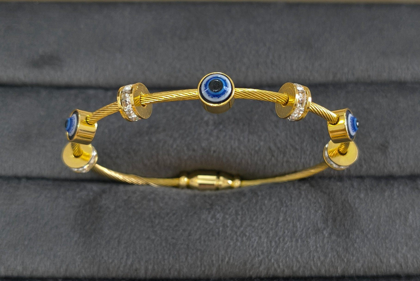 Anti Tarnish Bracelet Babysize Evil Eye Cable 18K Gold Plated