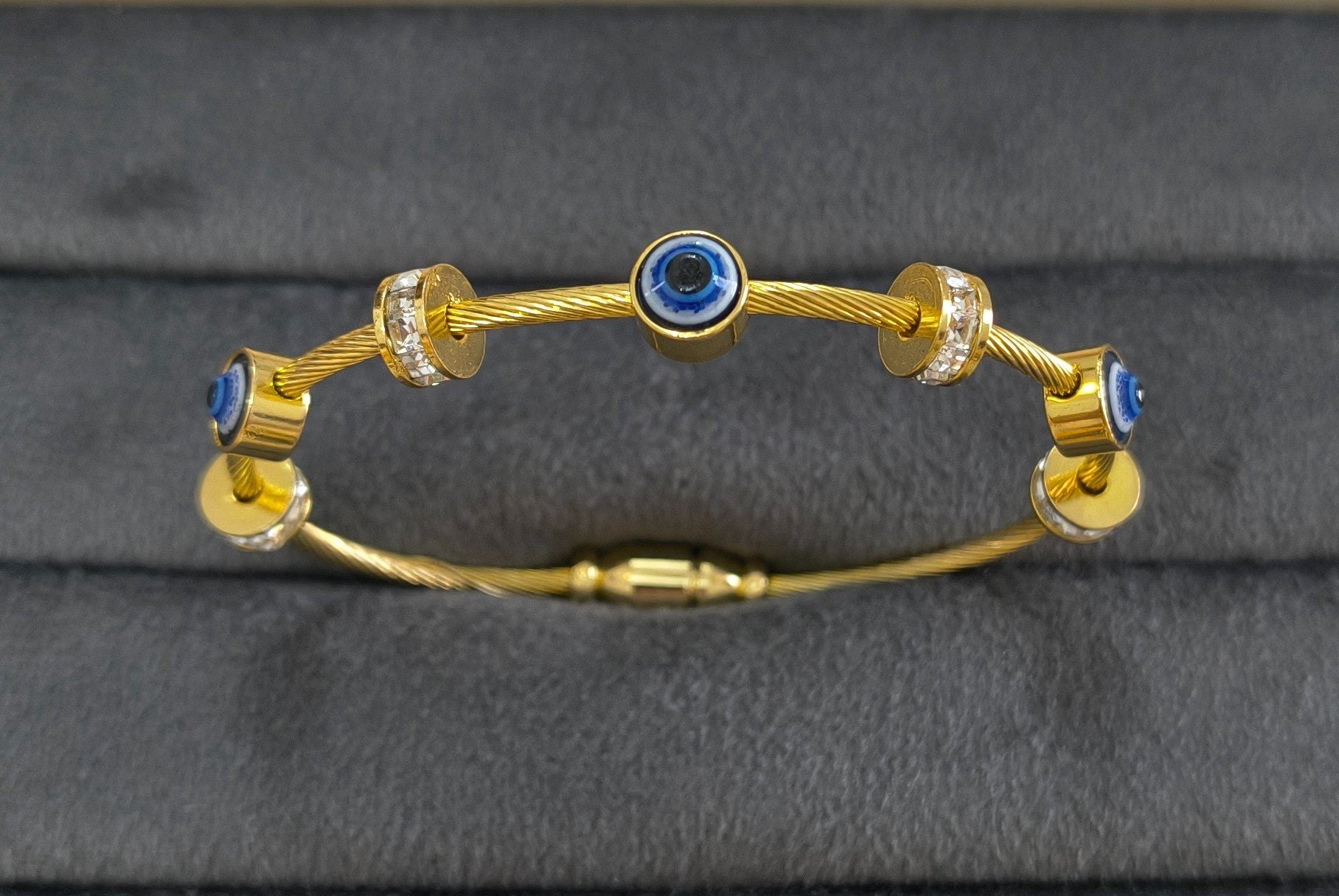 Anti Tarnish Bracelet Babysize Evil Eye Cable 18K Gold Plated
