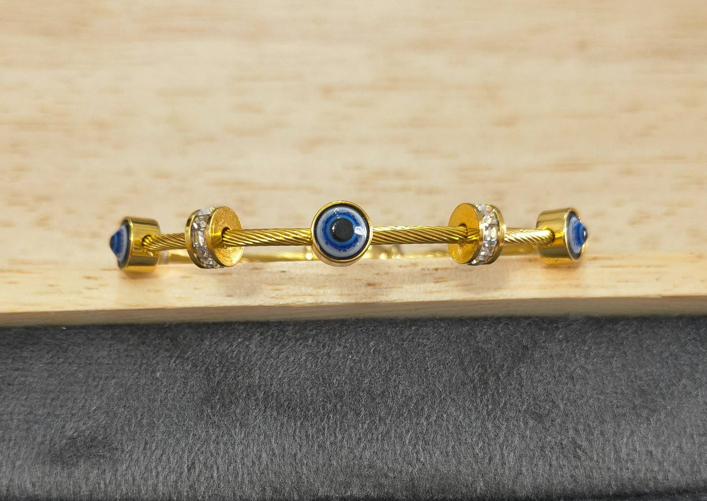 Anti Tarnish Bracelet Babysize Evil Eye Cable 18K Gold Plated