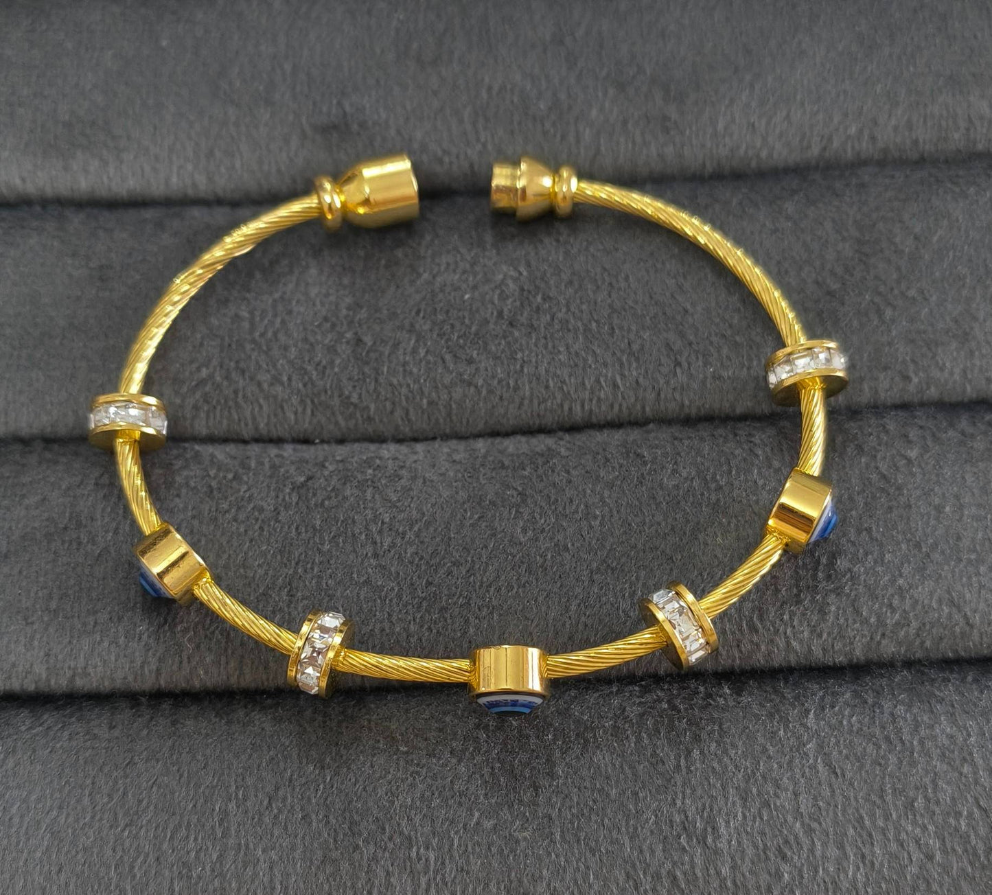 Anti Tarnish Bracelet Babysize Evil Eye Cable 18K Gold Plated