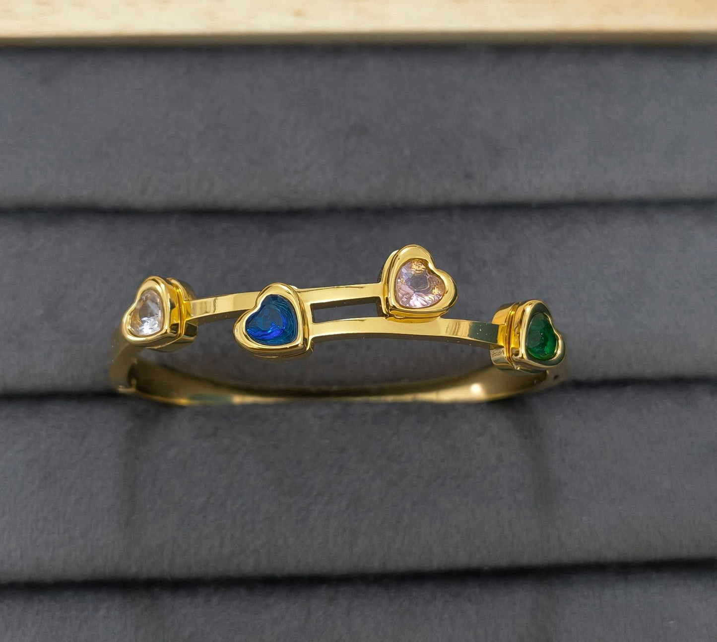 Anti Tarnish Bracelet Babysize Four Hearts 18K Gold Plated