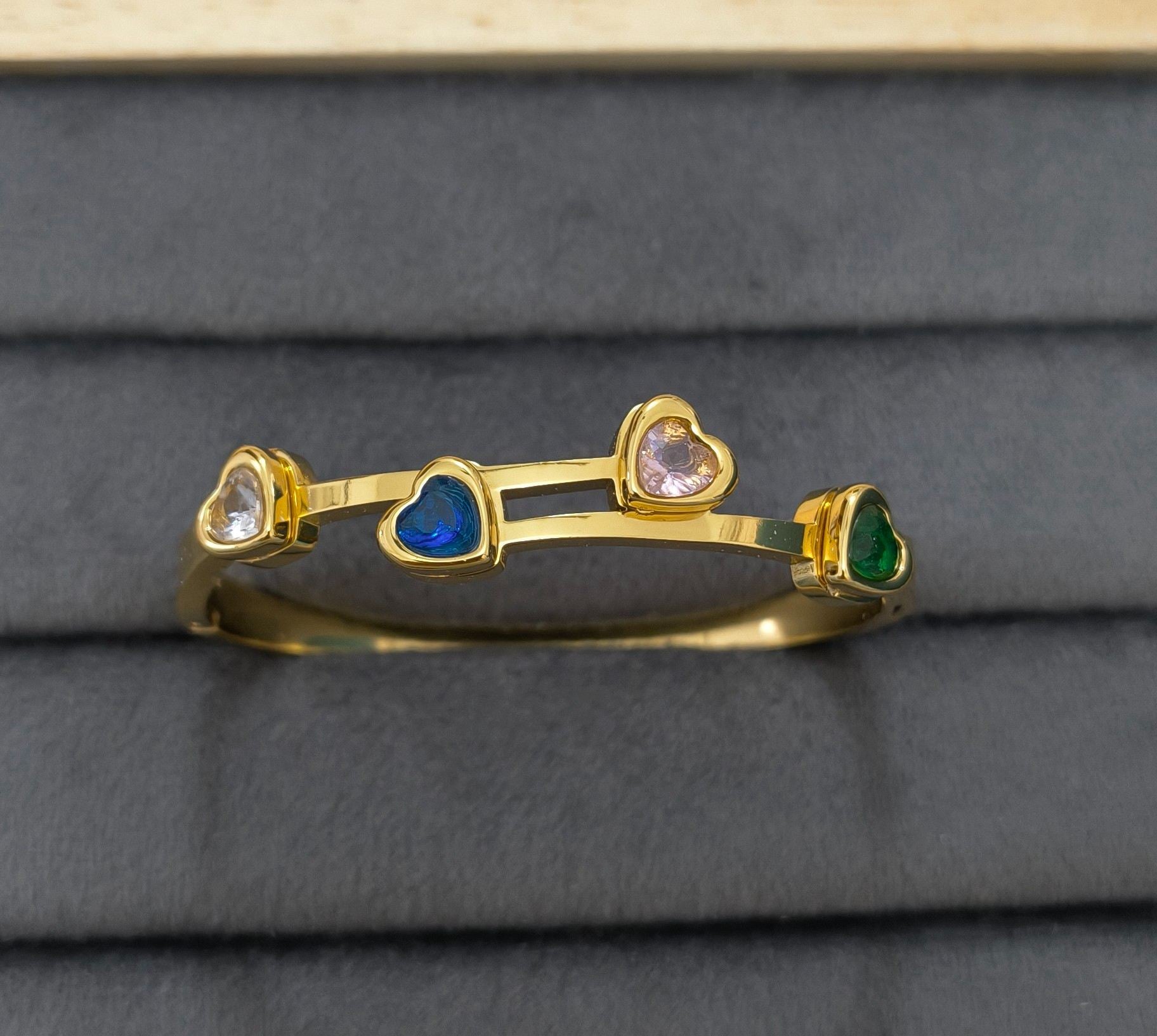 Anti Tarnish Bracelet Babysize Four Hearts 18K Gold Plated