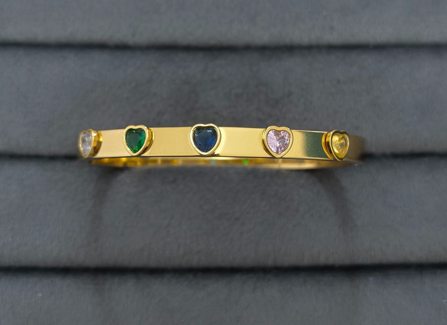 Anti Tarnish Bracelet Babysize Multi Hearts 18K Gold Plated