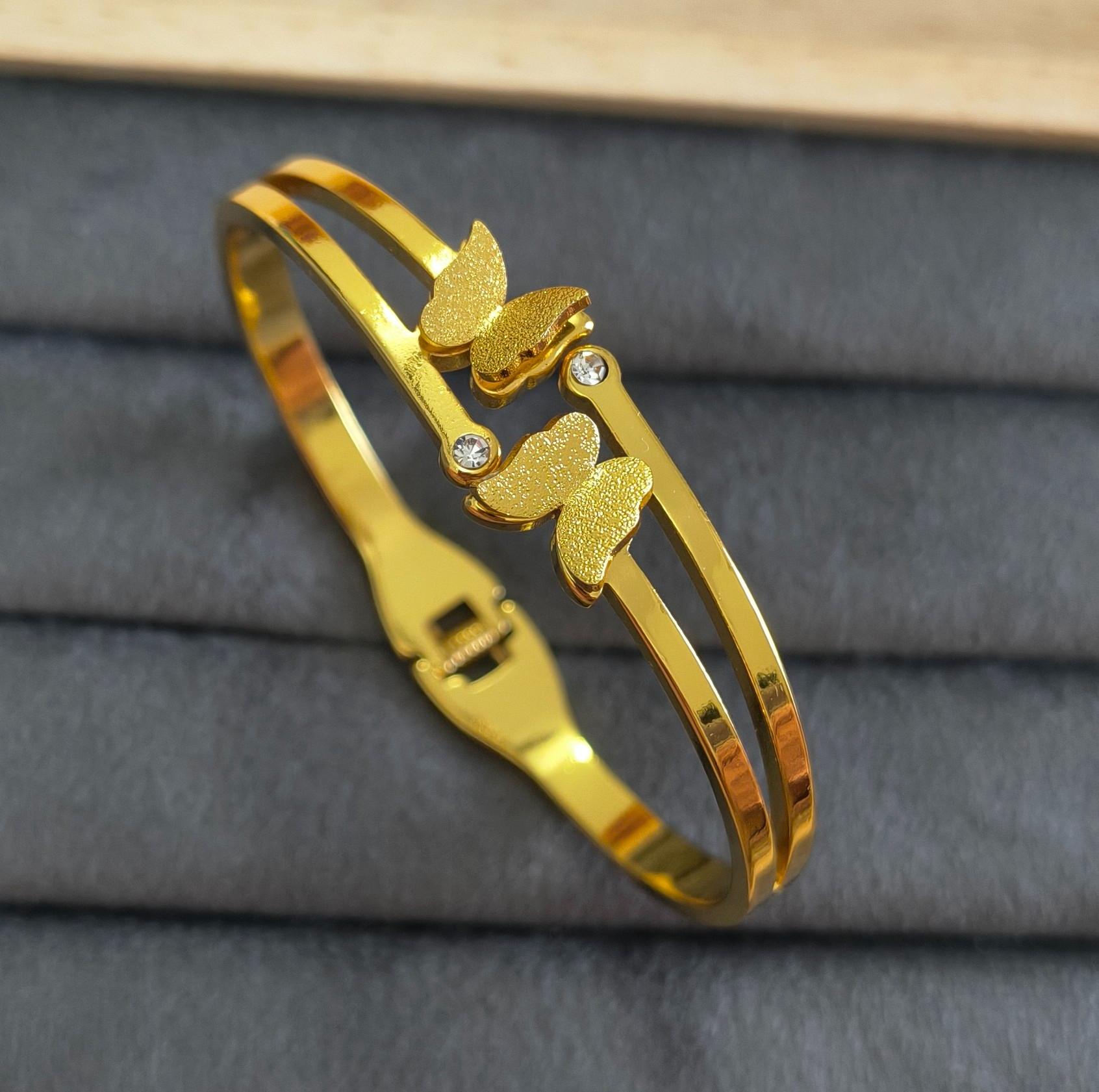 Anti Tarnish Bracelet Butterfly Diamond Line 18K Gold Plated