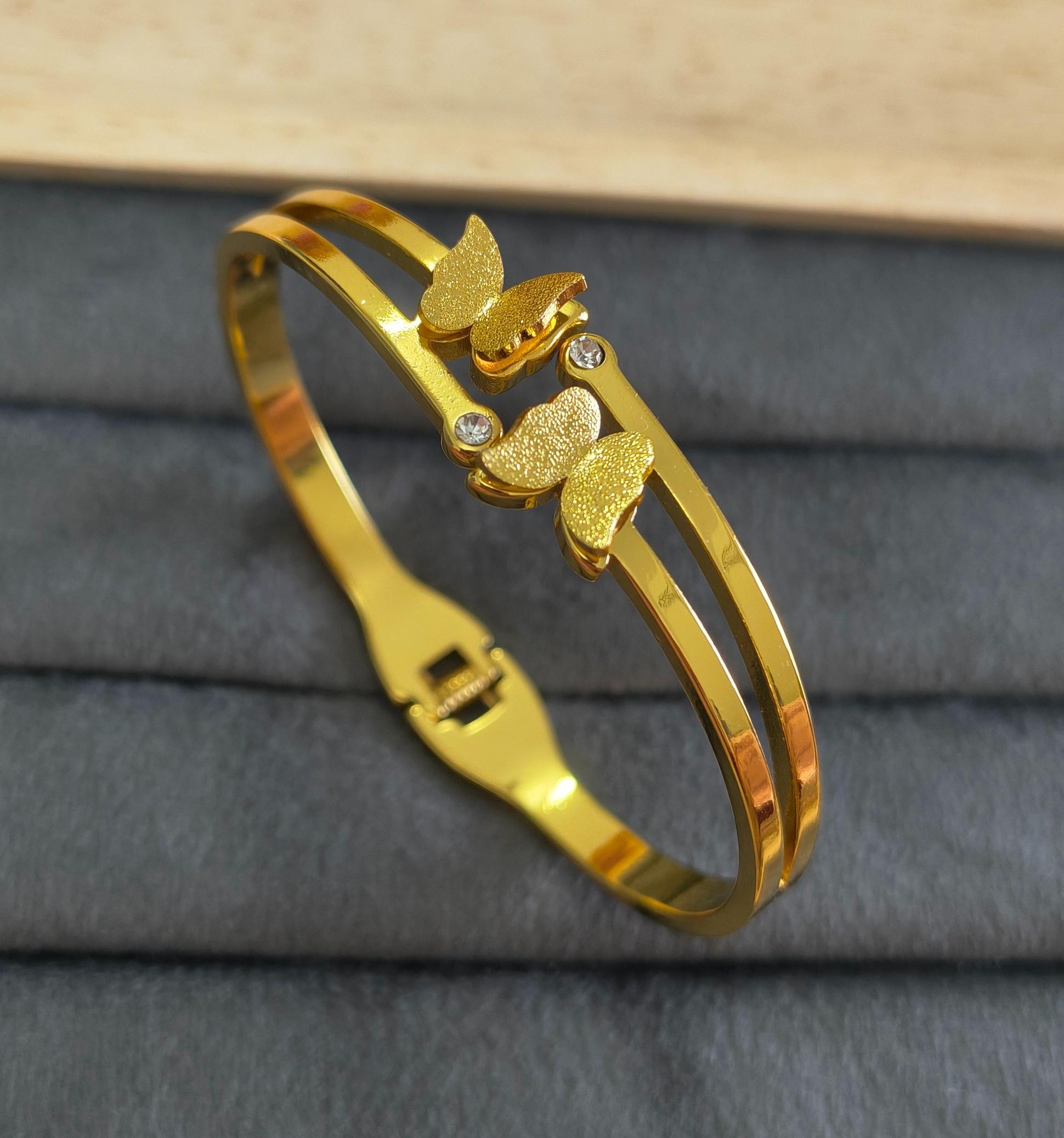 Anti Tarnish Bracelet Butterfly Diamond Line 18K Gold Plated