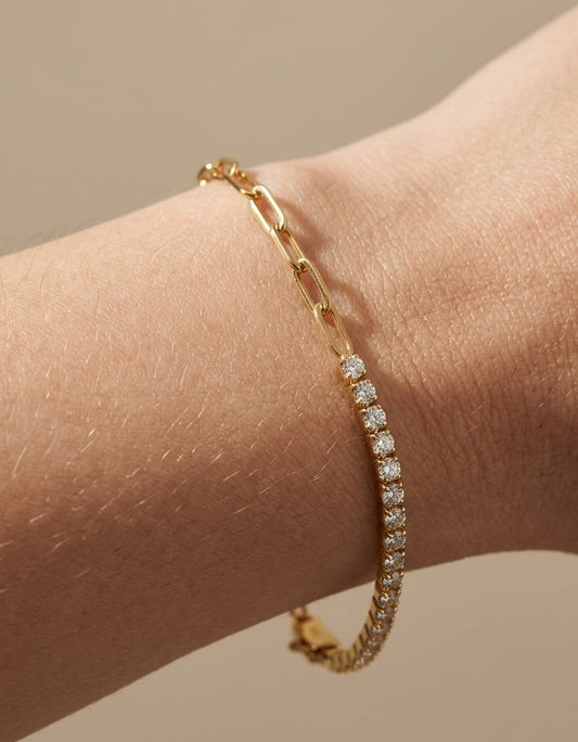 Anti Tarnish Bracelet Dainty Tennis Bracelet 18K Gold Plated