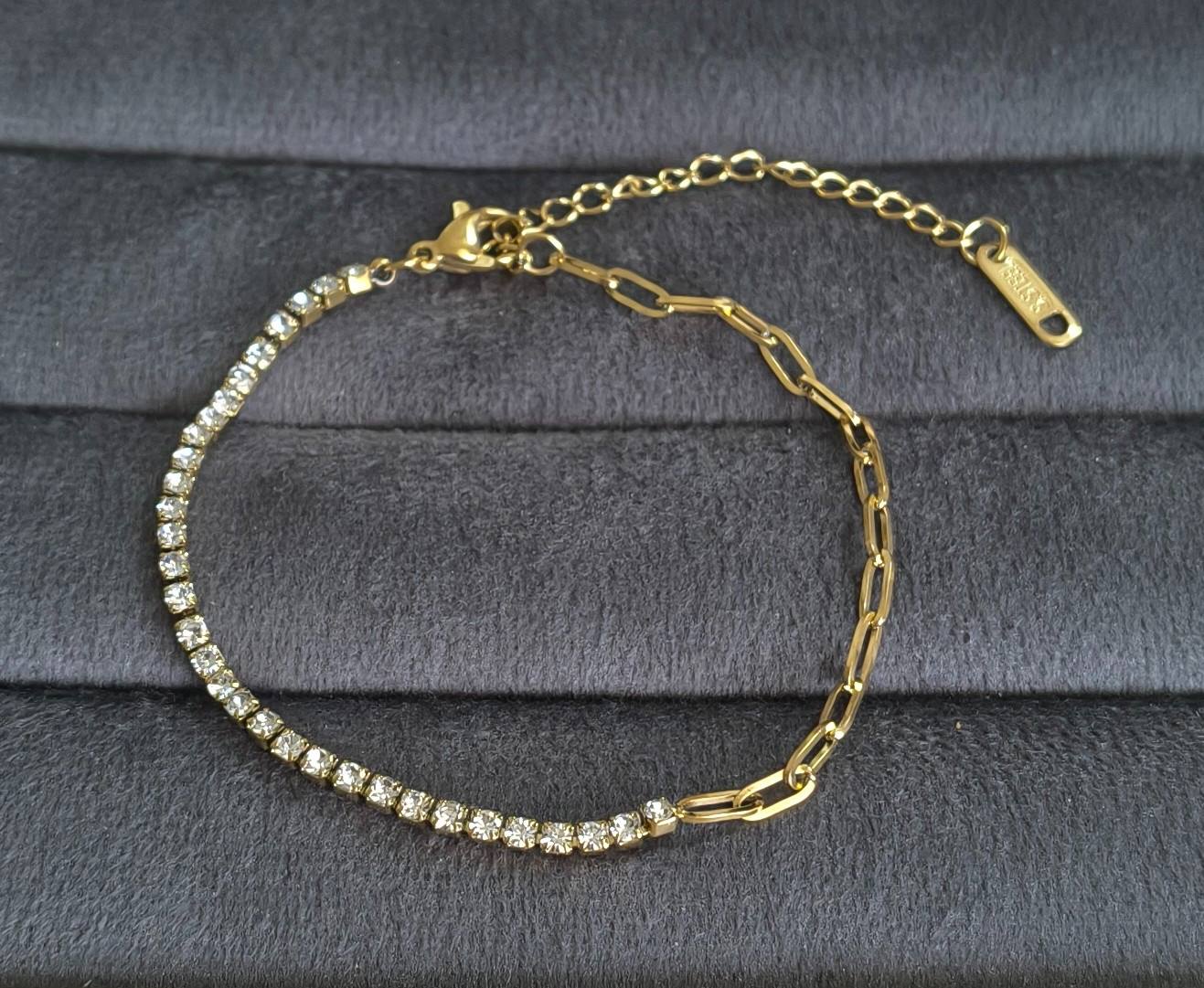 Anti Tarnish Bracelet Dainty Tennis Bracelet 18K Gold Plated