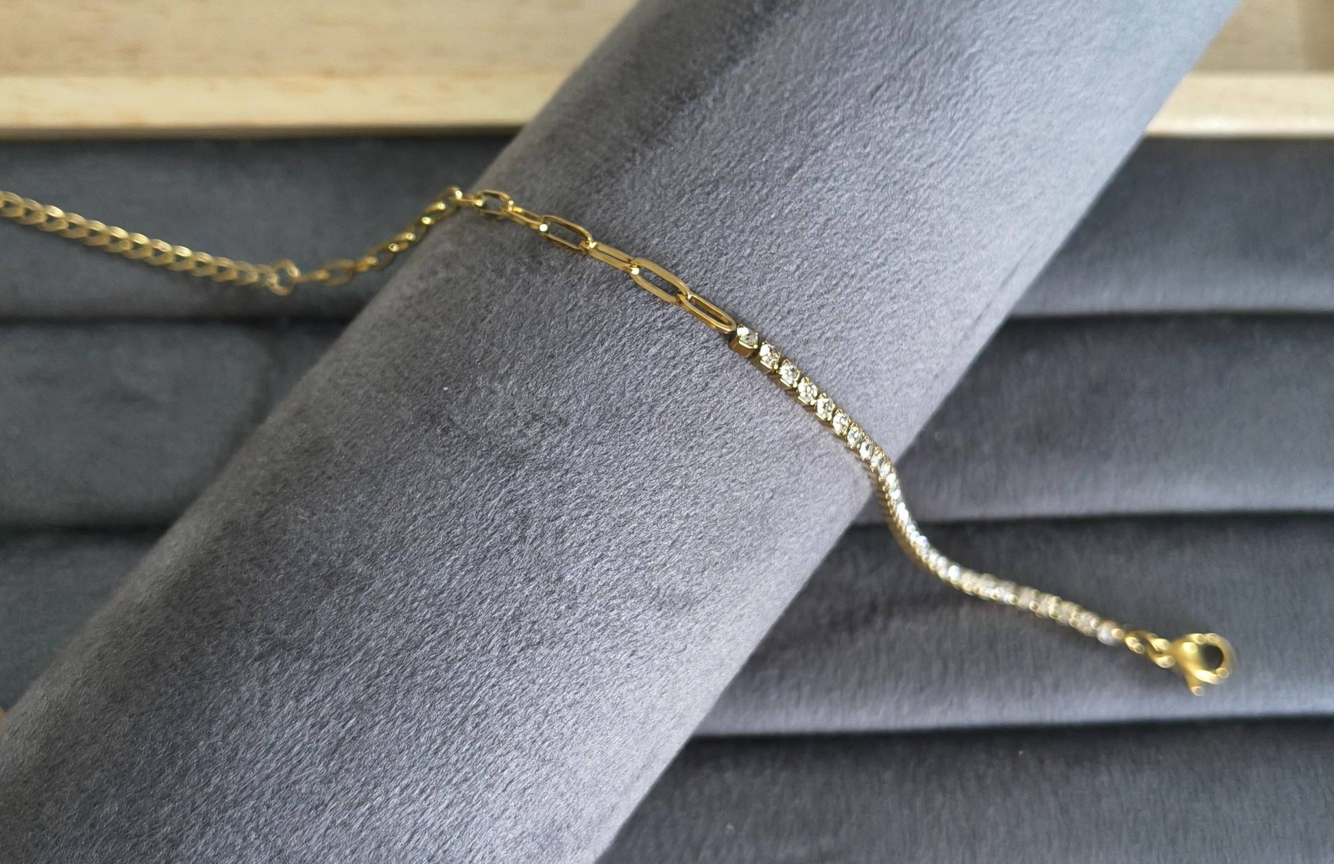 Anti Tarnish Bracelet Dainty Tennis Bracelet 18K Gold Plated