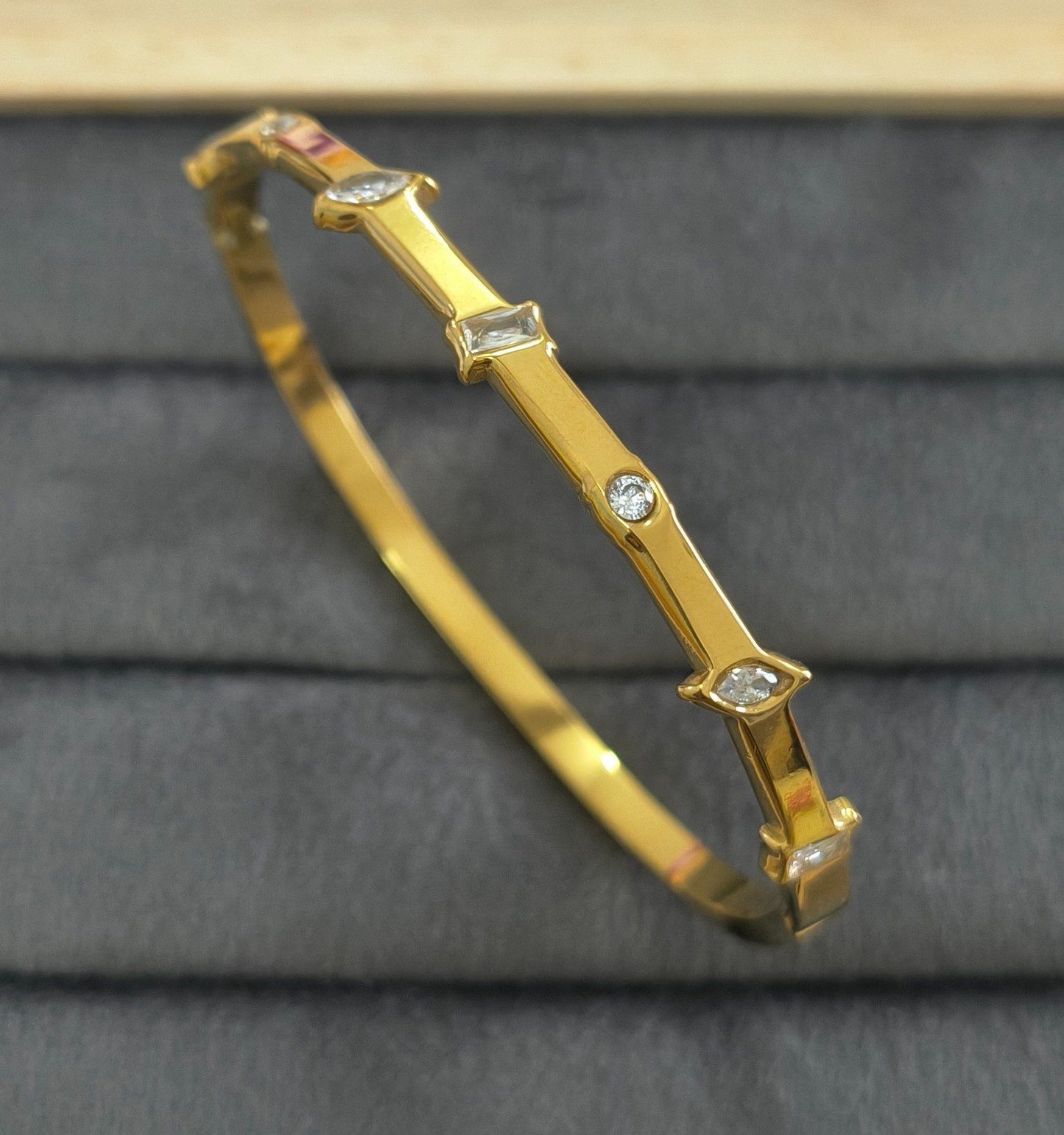 Anti Tarnish Bracelet Diamonds Love Bangle 18K Gold Plated