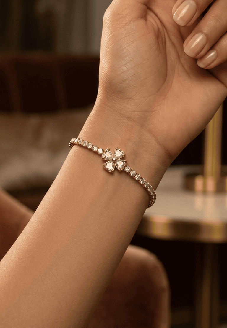 Anti Tarnish Bracelet Flora Tennis Bracelet 18K Gold Plated