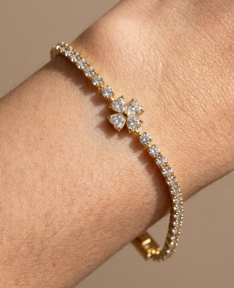 Anti Tarnish Bracelet Flora Tennis Bracelet 18K Gold Plated