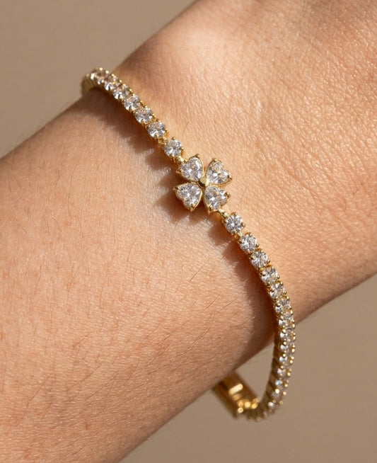 Anti Tarnish Bracelet Flora Tennis Bracelet 18K Gold Plated