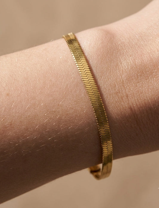 Anti Tarnish Bracelet Golden Snake Chain 18K Gold Plated