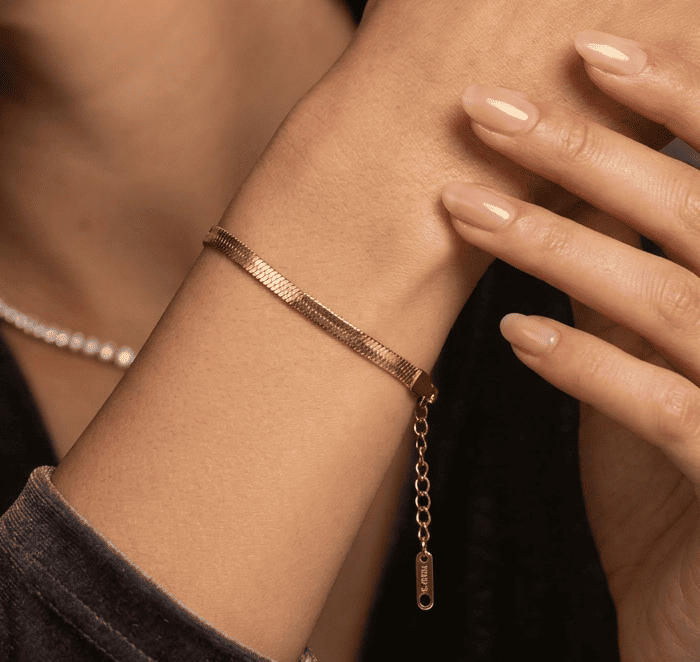 Anti Tarnish Bracelet Golden Snake Chain 18K Gold Plated