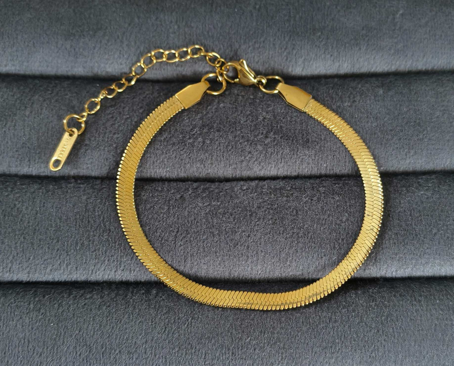 Anti Tarnish Bracelet Golden Snake Chain 18K Gold Plated