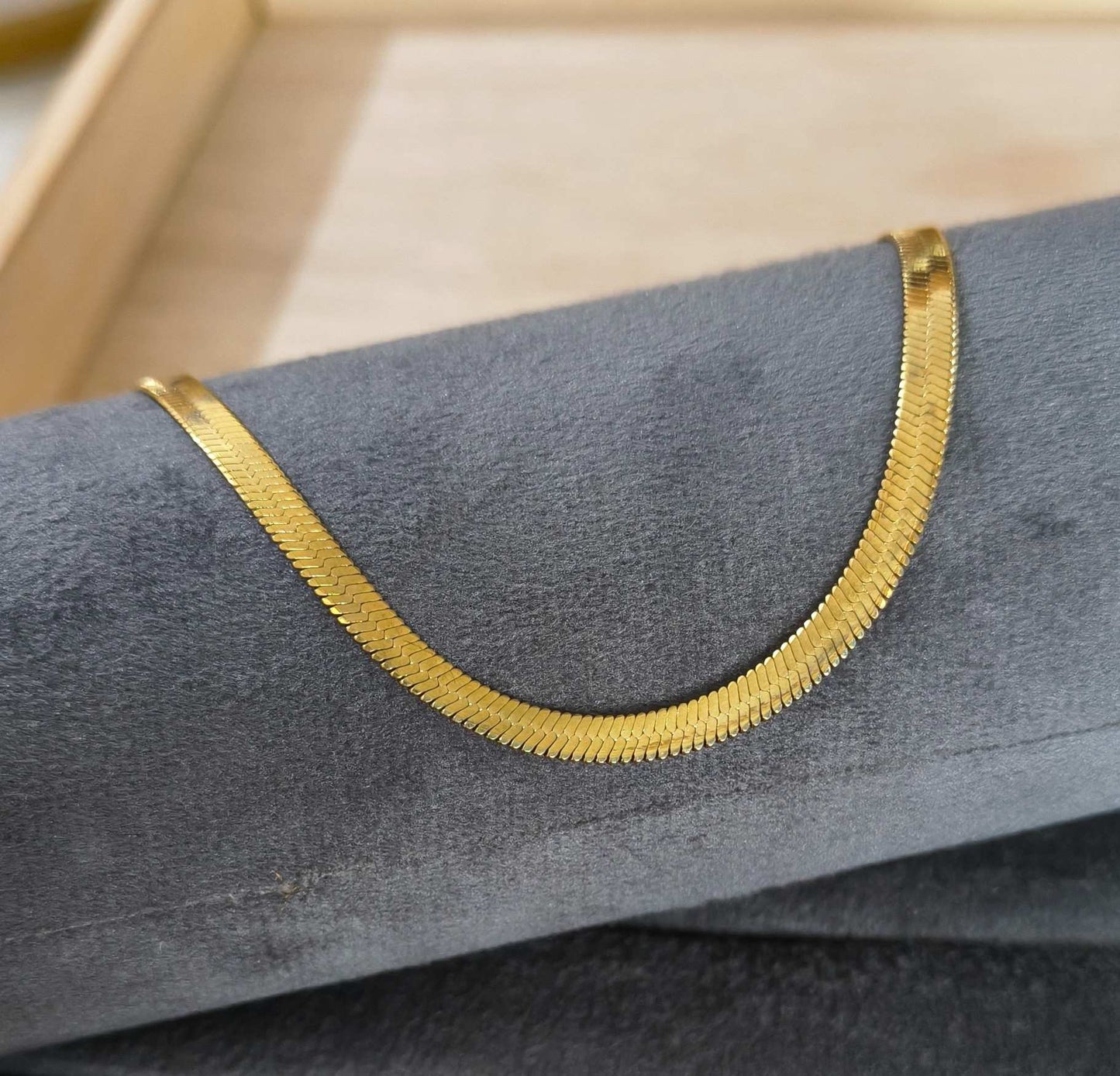 Anti Tarnish Bracelet Golden Snake Chain 18K Gold Plated