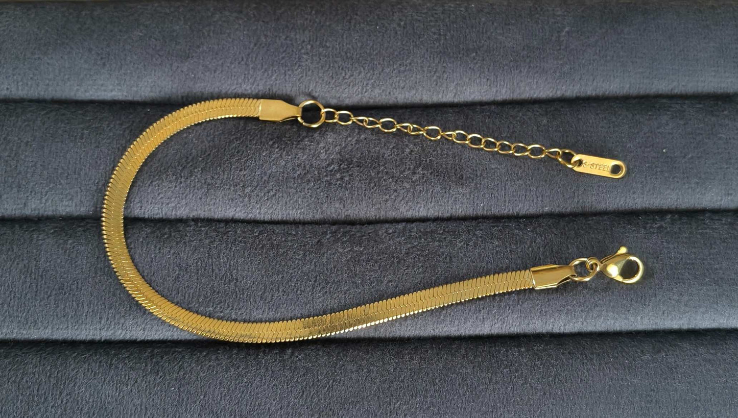 Anti Tarnish Bracelet Golden Snake Chain 18K Gold Plated