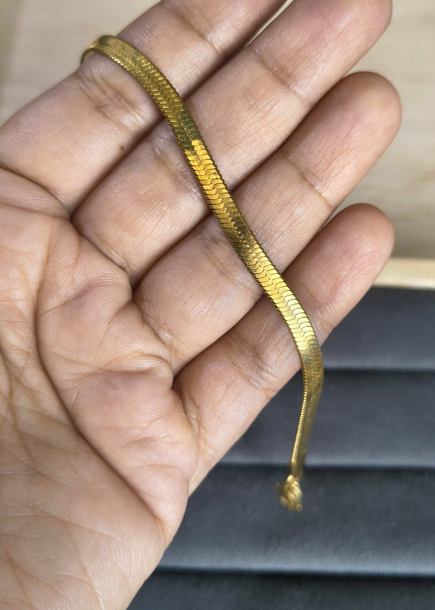 Anti Tarnish Bracelet Golden Snake Chain 18K Gold Plated