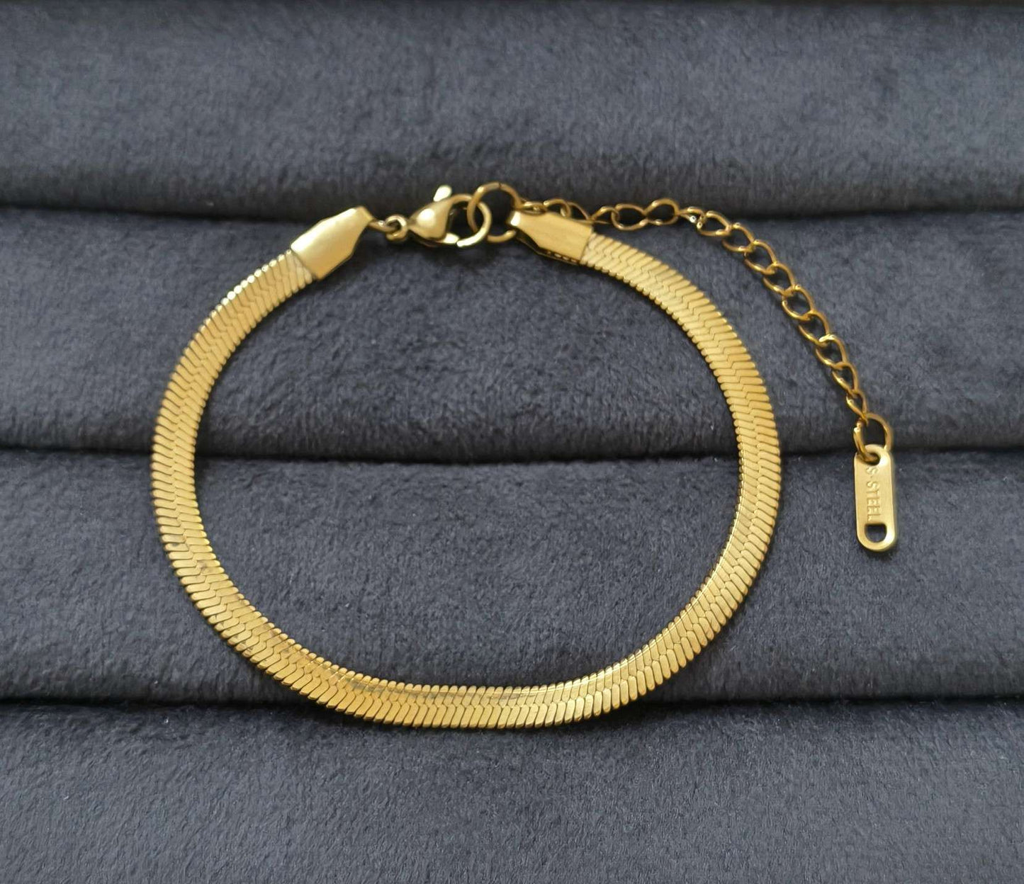 Anti Tarnish Bracelet Golden Snake Chain 18K Gold Plated
