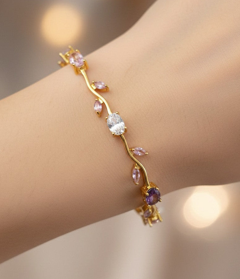 Anti Tarnish Bracelet MultiColor Tulip Bracelet 18K Gold