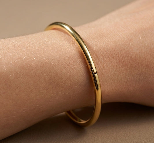 Anti Tarnish Bracelet Plain Solid Bangle 18K Gold Plated