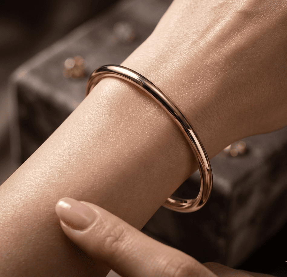 Anti Tarnish Bracelet Plain Solid Bangle 18K Gold Plated