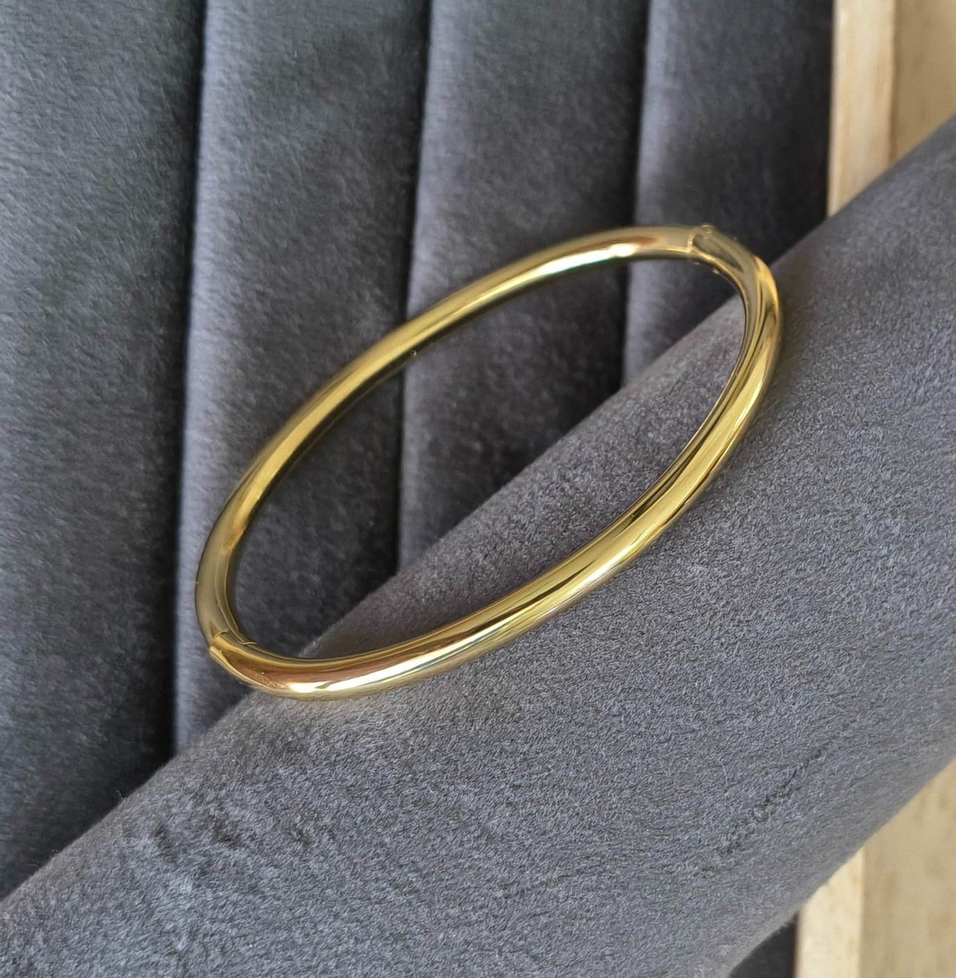 Anti Tarnish Bracelet Plain Solid Bangle 18K Gold Plated