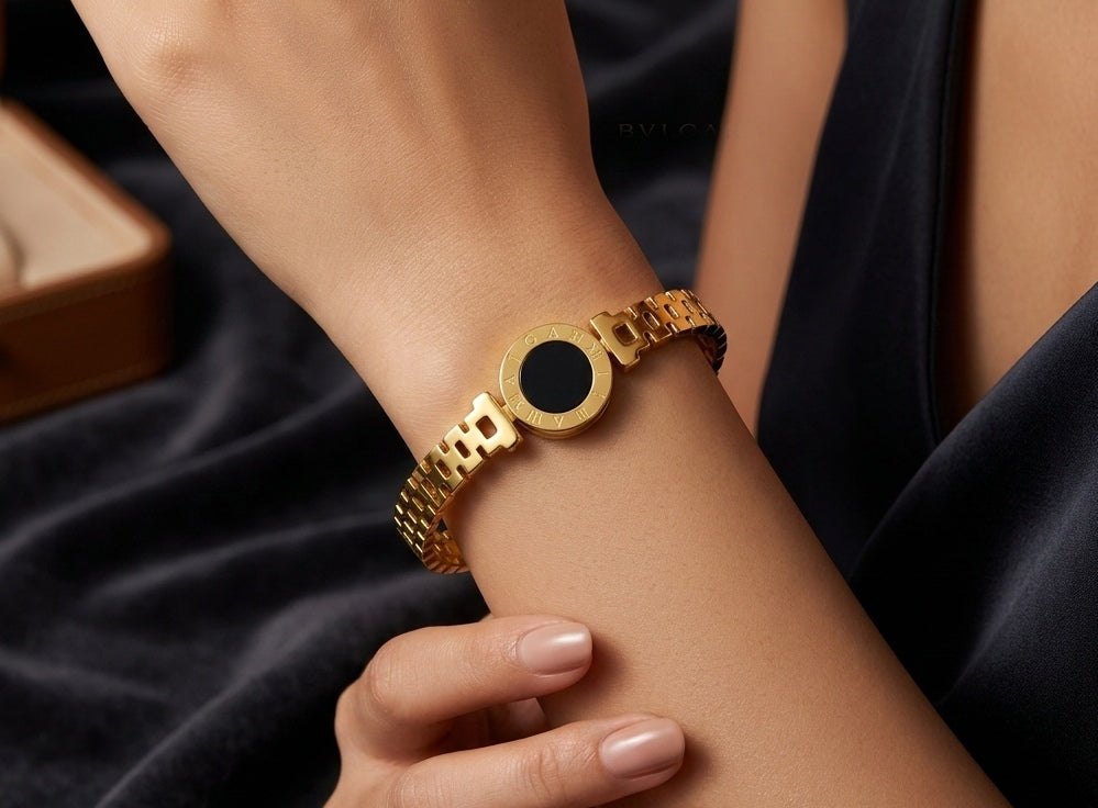 Anti Tarnish Bracelet Roman Numeral Dial 18K Gold Plated