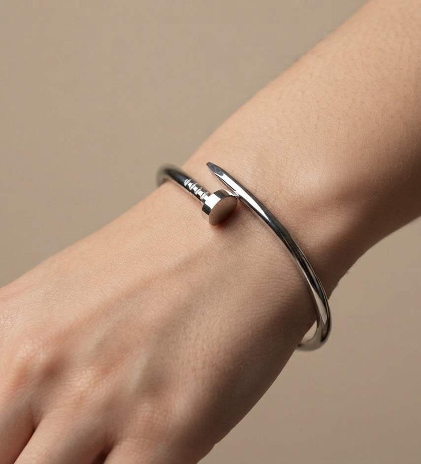 Anti Tarnish Bracelet Silver Nail Design 18K Gold Plated