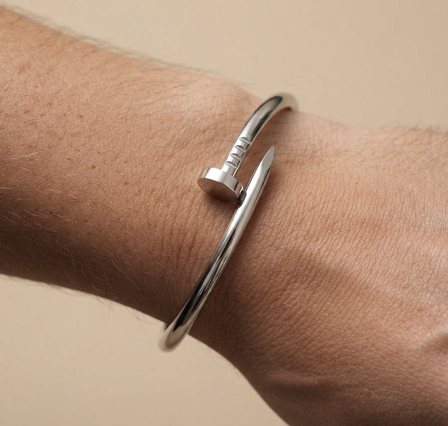 Anti Tarnish Bracelet Silver Nail Design 18K Gold Plated