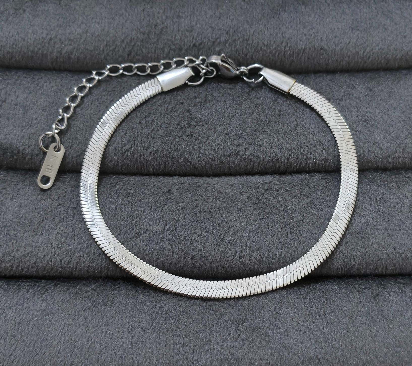 Anti Tarnish Bracelet Silver Snake Chain 18K Gold Plated
