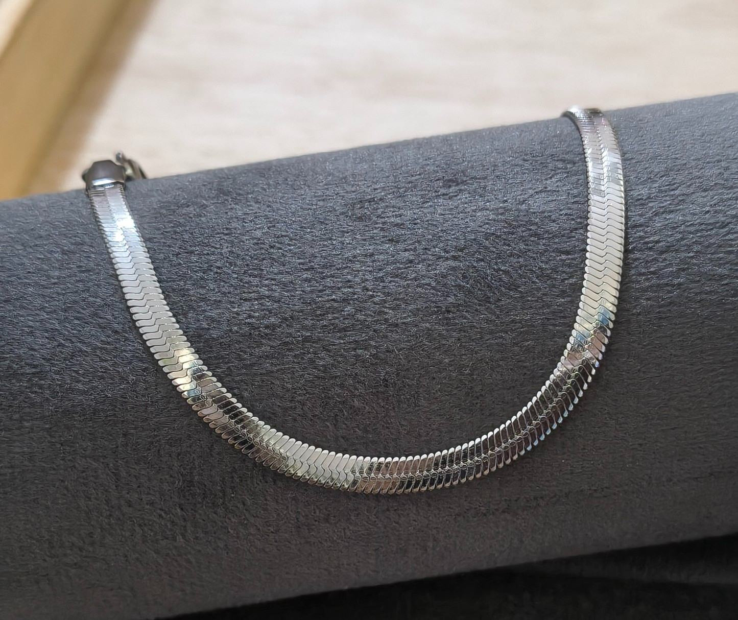 Anti Tarnish Bracelet Silver Snake Chain 18K Gold Plated