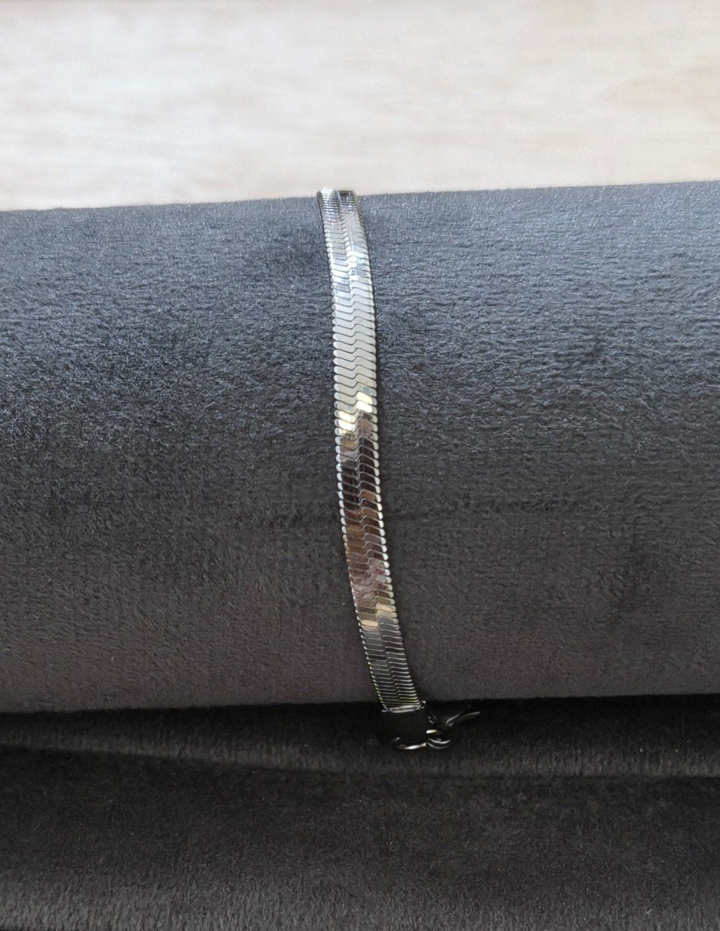 Anti Tarnish Bracelet Silver Snake Chain 18K Gold Plated