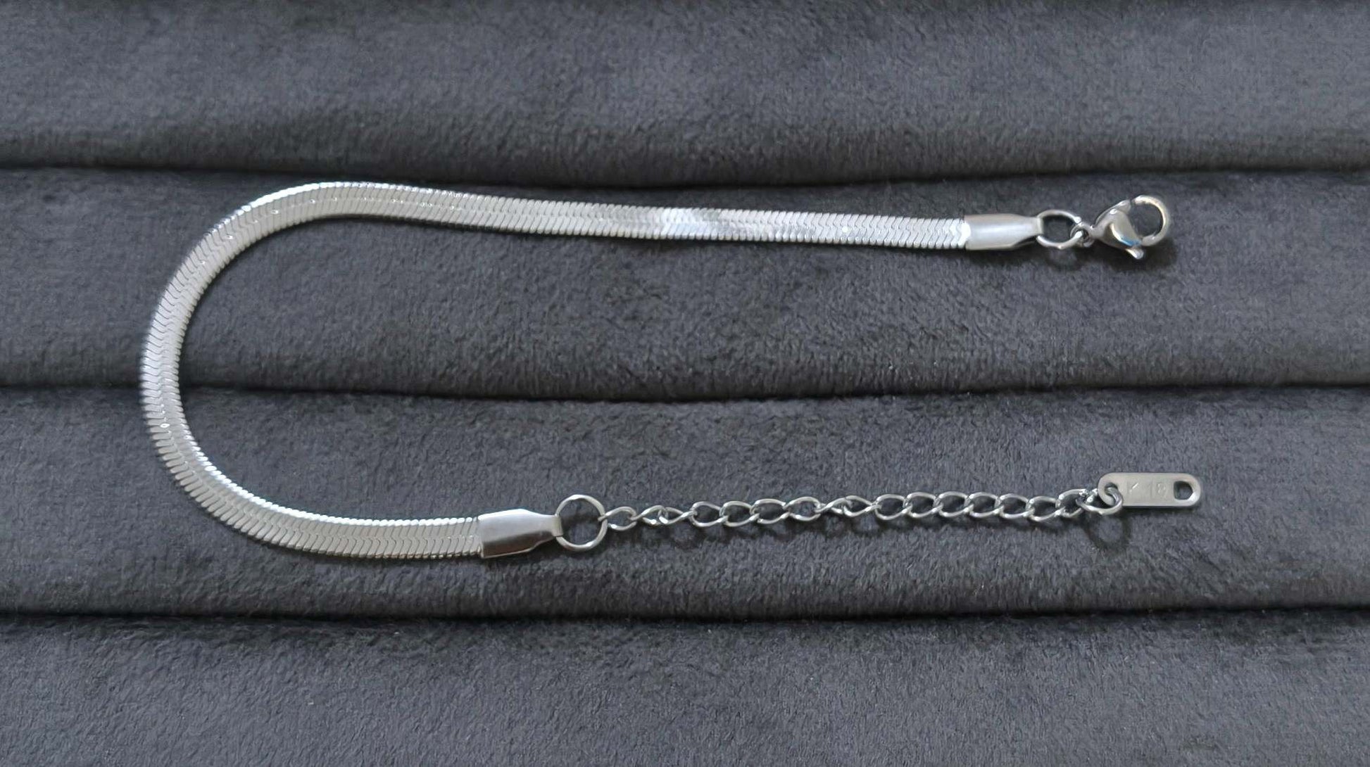 Anti Tarnish Bracelet Silver Snake Chain 18K Gold Plated