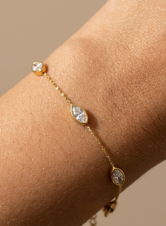 Anti Tarnish Bracelet Solitaire Bracelet 18K Gold Plated