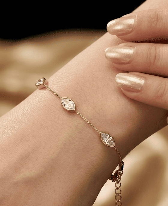 Anti Tarnish Bracelet Solitaire Bracelet 18K Gold Plated