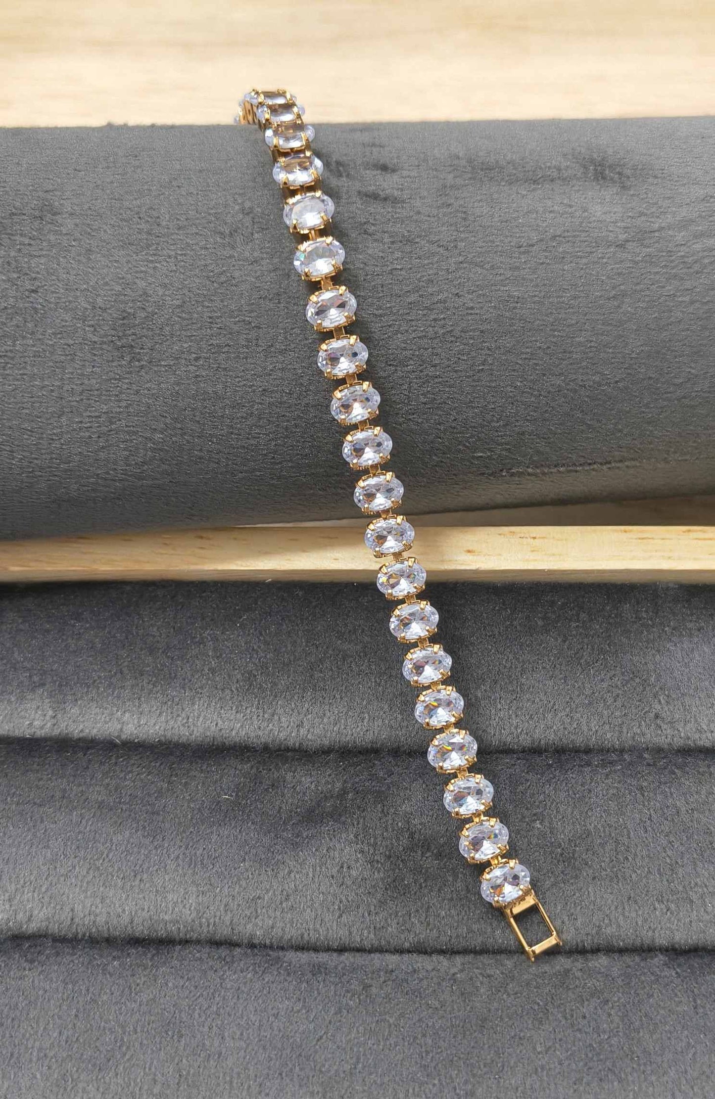 Anti Tarnish Bracelet Solitaire Tennis 18K RoseGold Plated