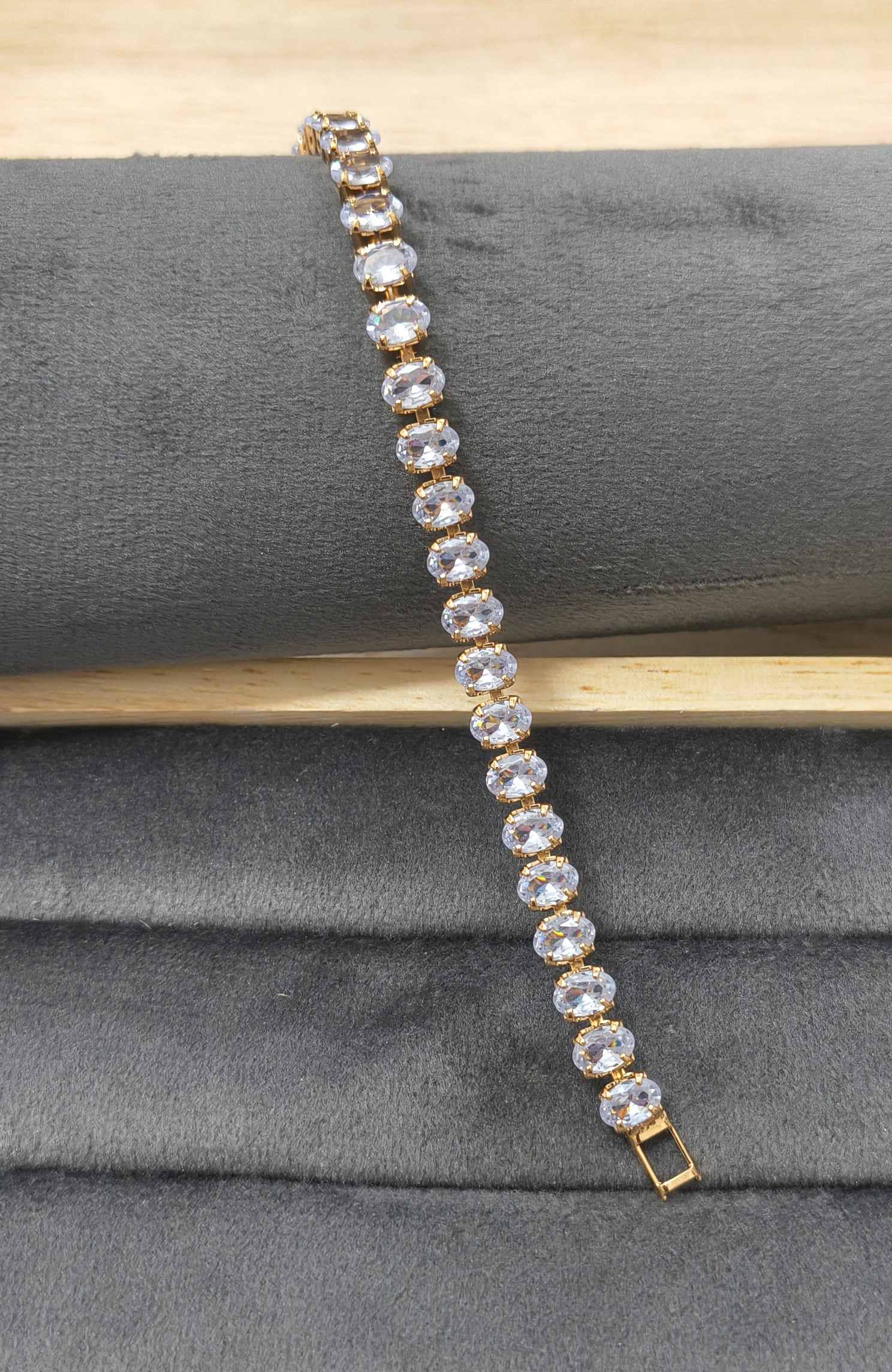 Anti Tarnish Bracelet Solitaire Tennis 18K RoseGold Plated