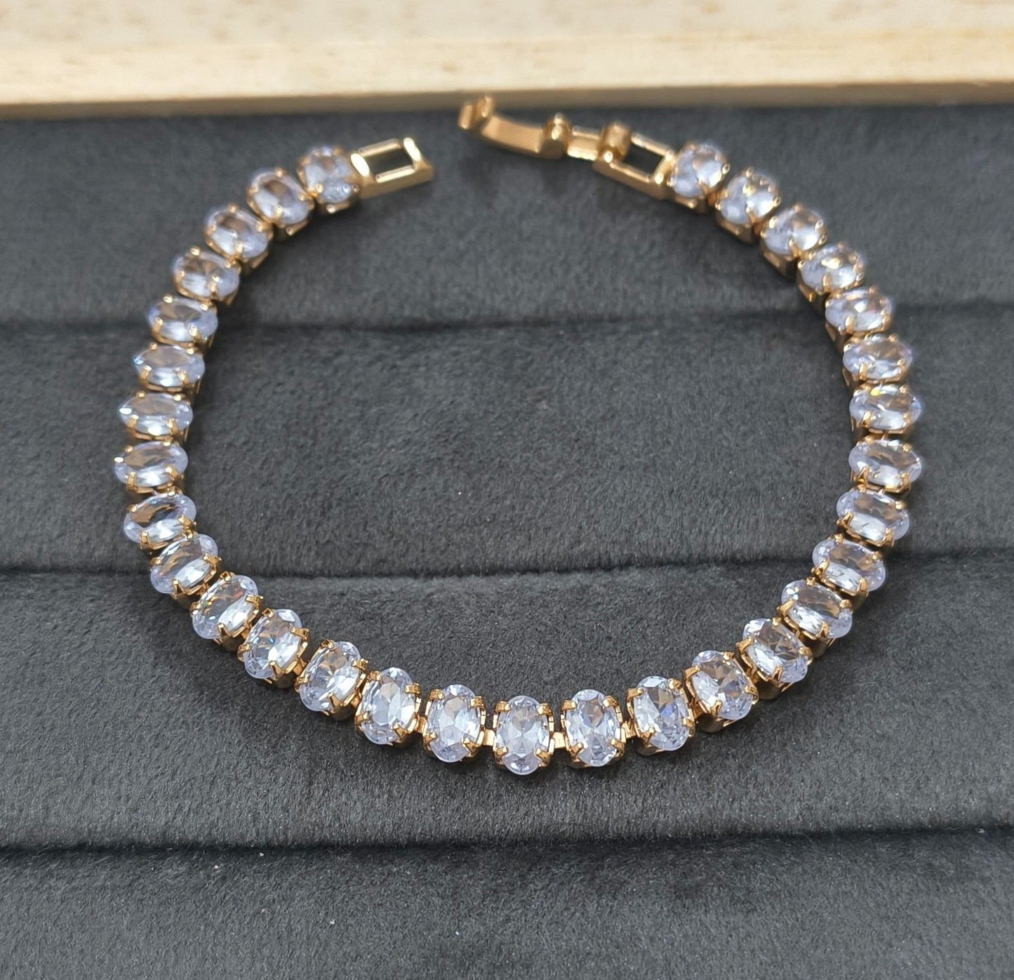 Anti Tarnish Bracelet Solitaire Tennis 18K RoseGold Plated