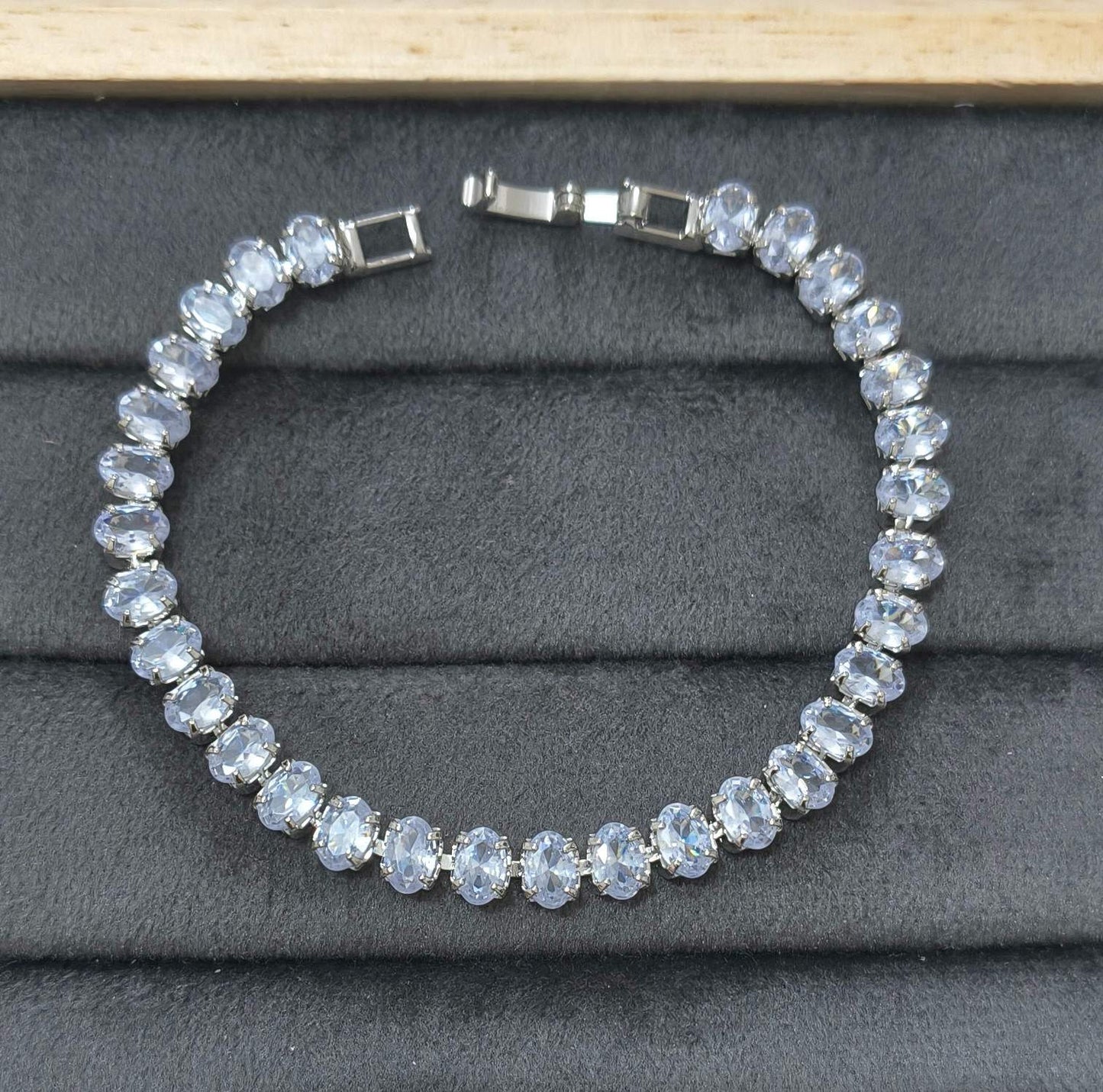 Anti Tarnish Bracelet Solitaire Tennis Style Silver Plated