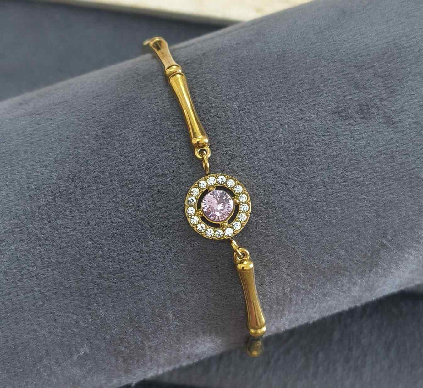 Anti Tarnish Bracelet Stylish Bamboo Chain 18K Gold Plated