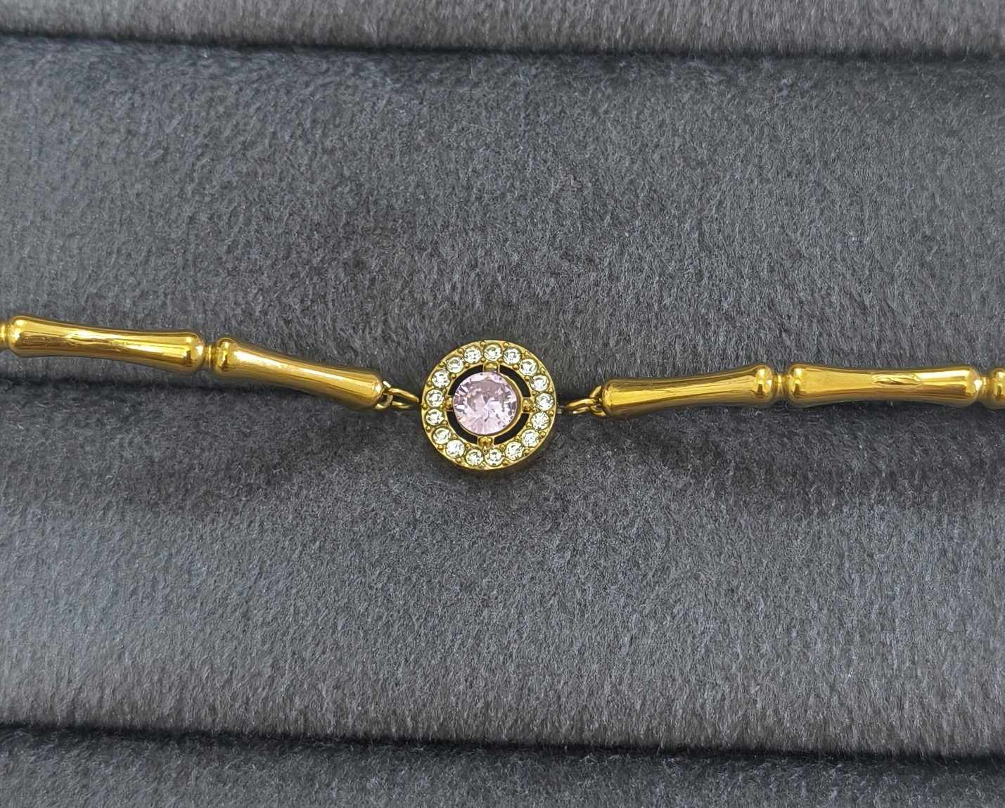 Anti Tarnish Bracelet Stylish Bamboo Chain 18K Gold Plated