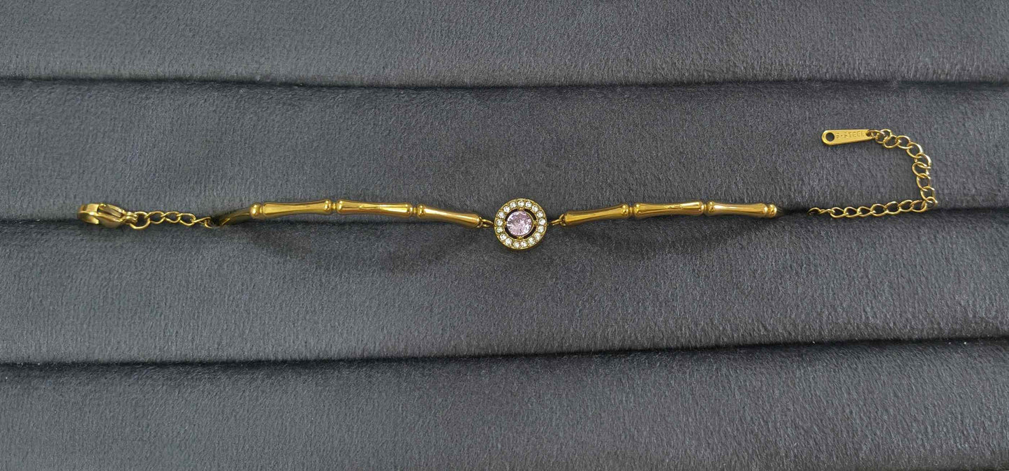 Anti Tarnish Bracelet Stylish Bamboo Chain 18K Gold Plated