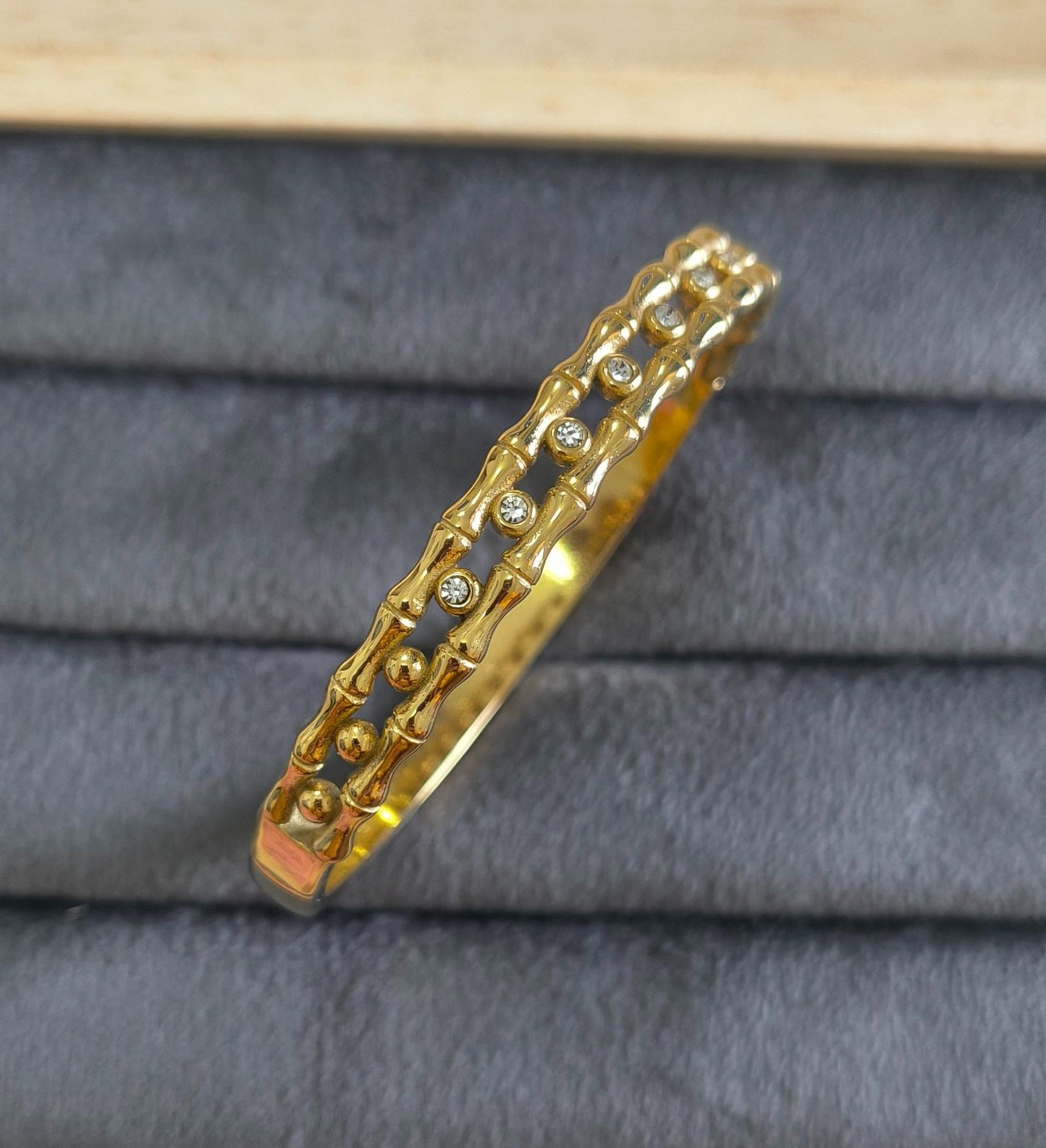 Anti Tarnish Bracelet Trendy Bamboo Bracelet 18K Gold Plated