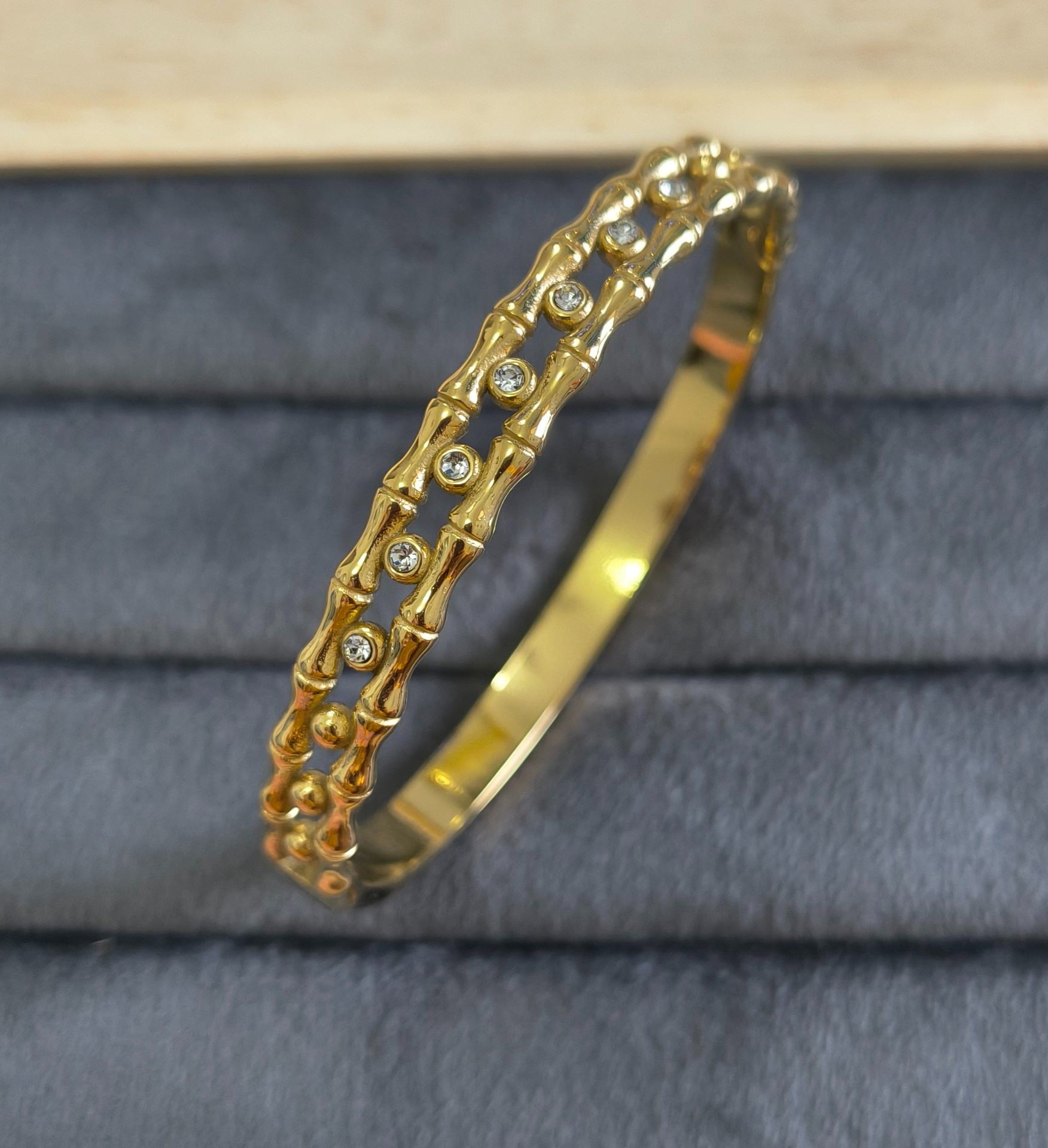 Anti Tarnish Bracelet Trendy Bamboo Bracelet 18K Gold Plated