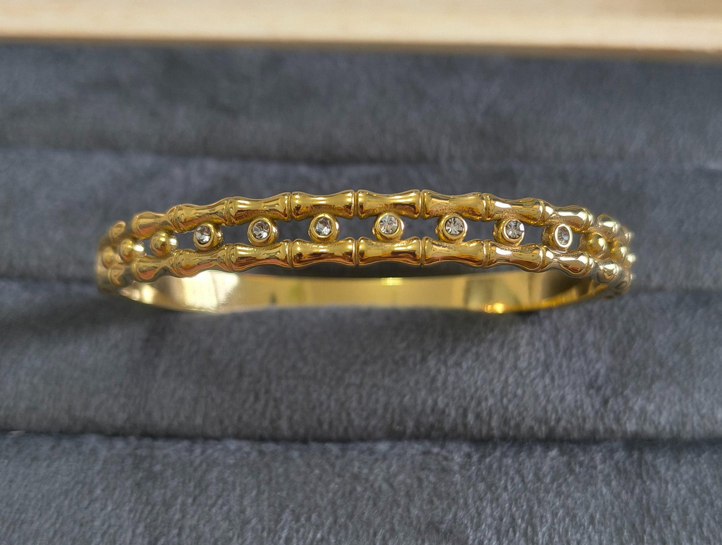 Anti Tarnish Bracelet Trendy Bamboo Bracelet 18K Gold Plated