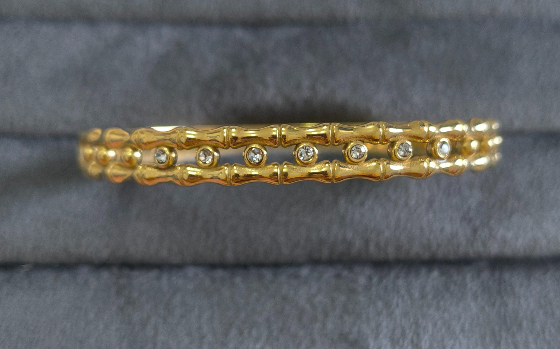 Anti Tarnish Bracelet Trendy Bamboo Bracelet 18K Gold Plated